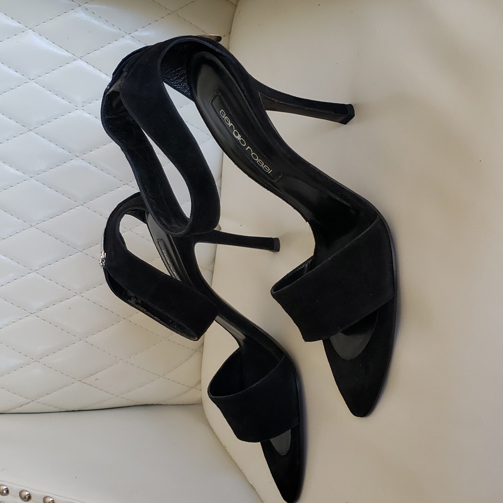 Sergio rossi black swede dressy shoes